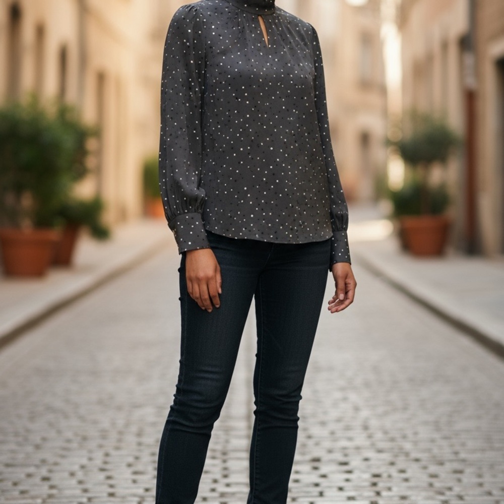 Elegant Olive Polka Dot Women's Top